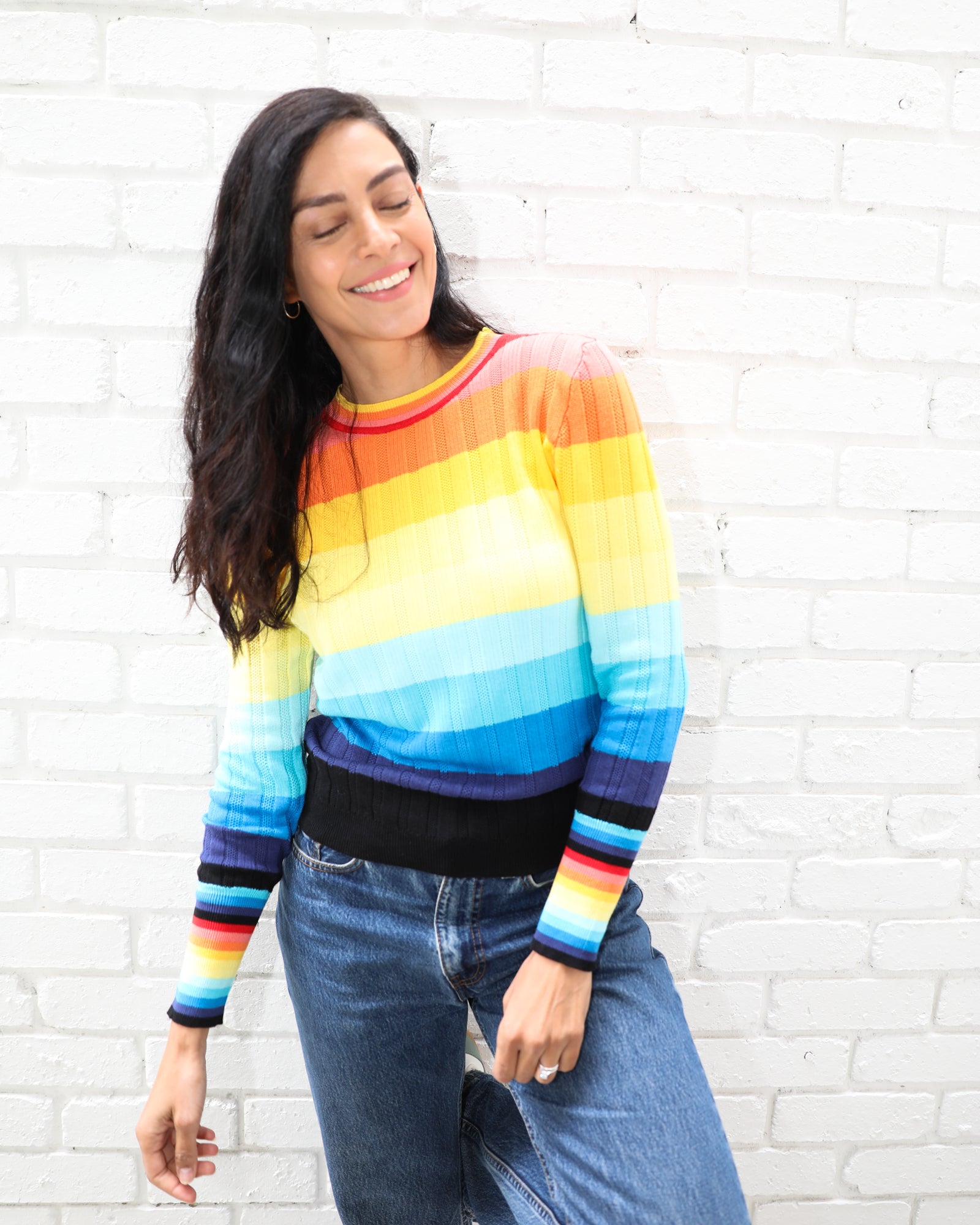 Rainbow Rib Long Sleeve Top