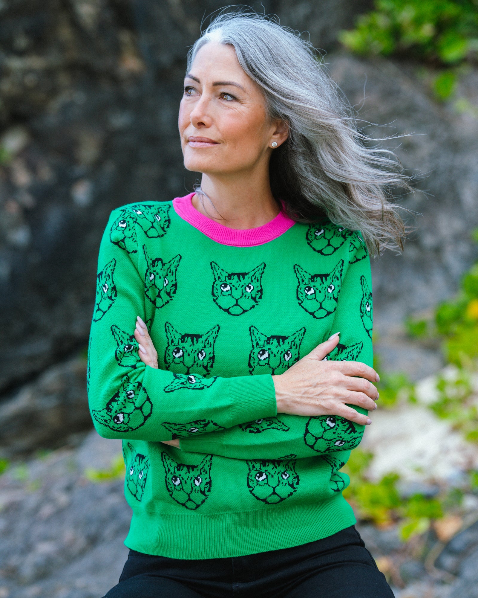 Kitty Kat Knit Jumper - Green