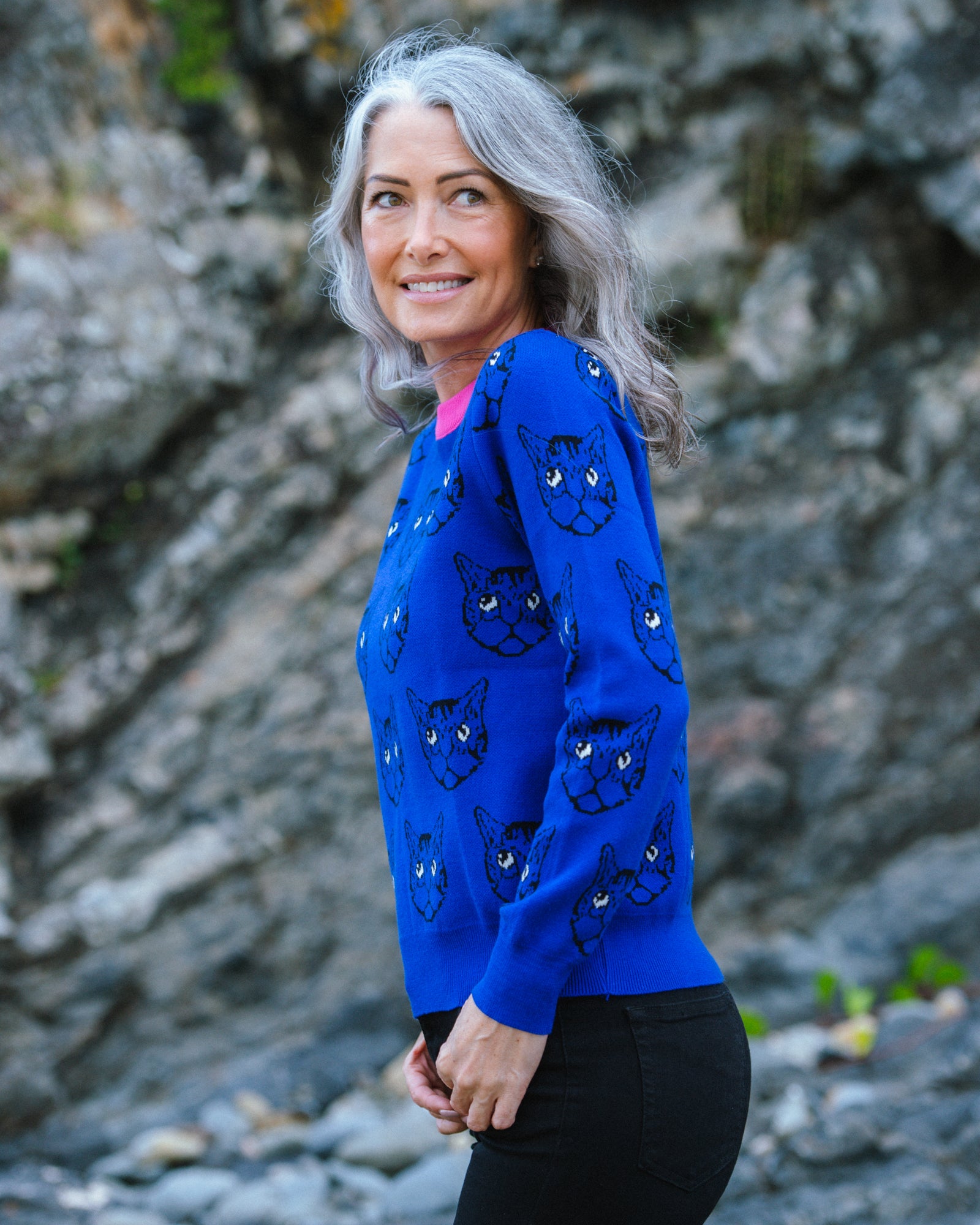 Kitty Kat Knit Jumper - Blue