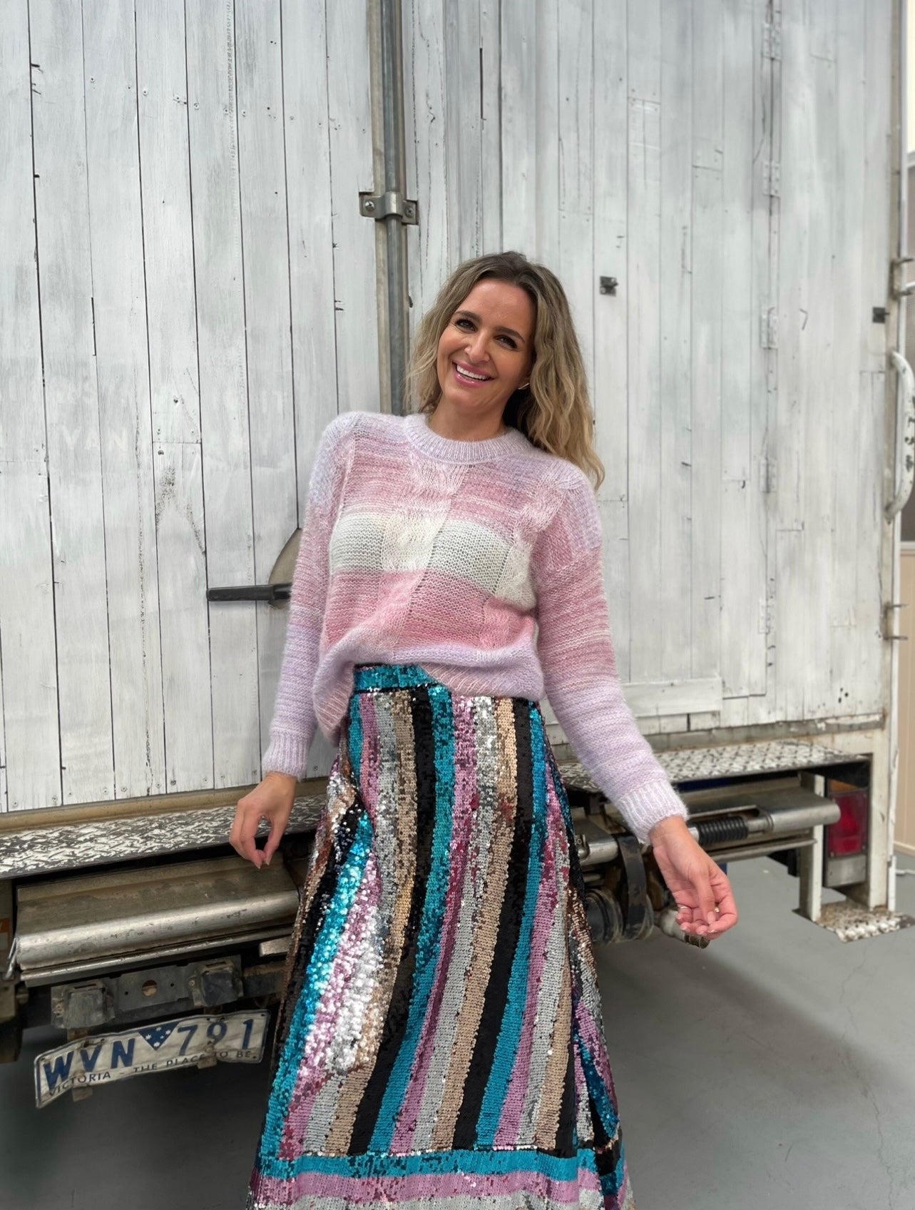 Electric Sunset Sequin Skirt