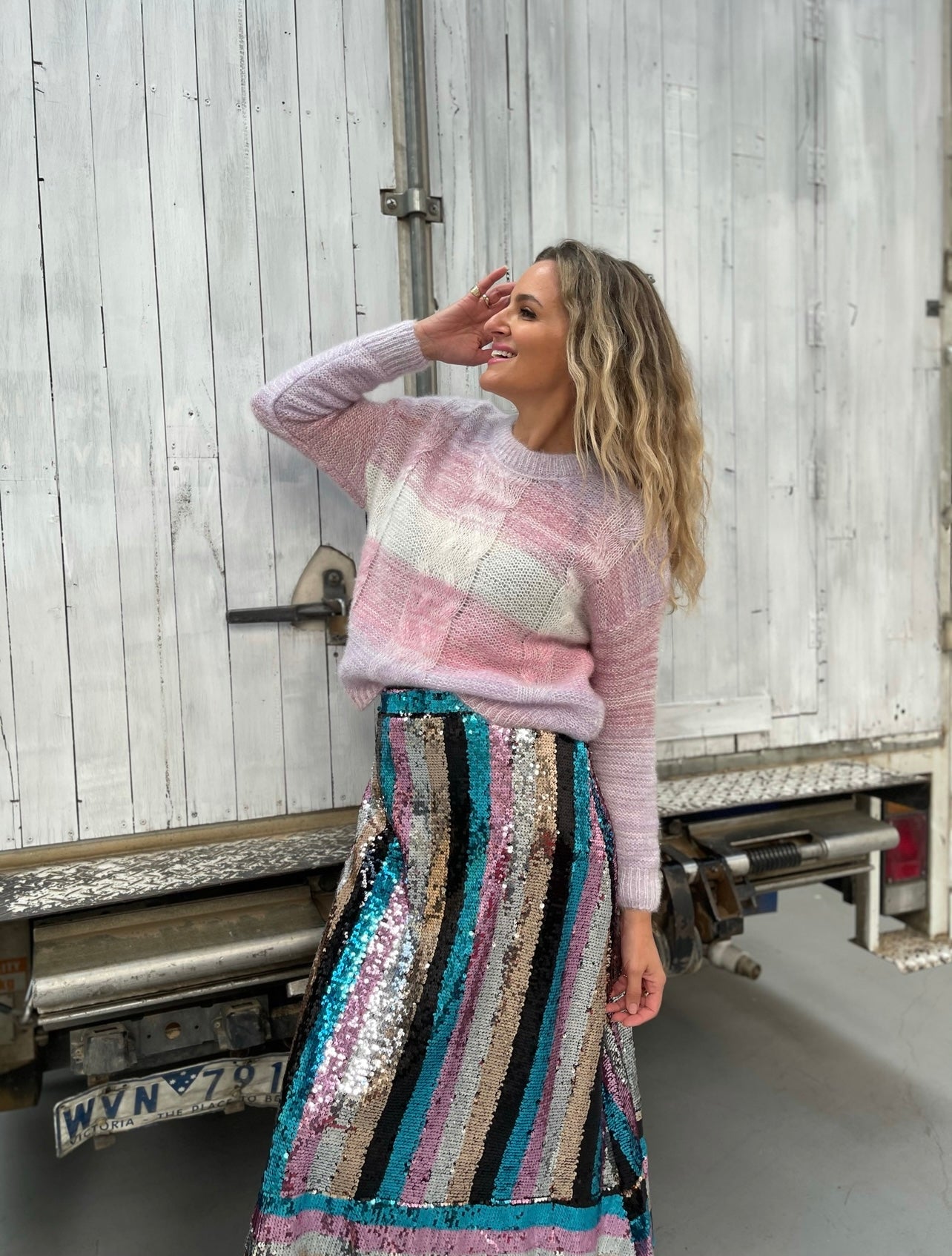 Electric Sunset Sequin Skirt
