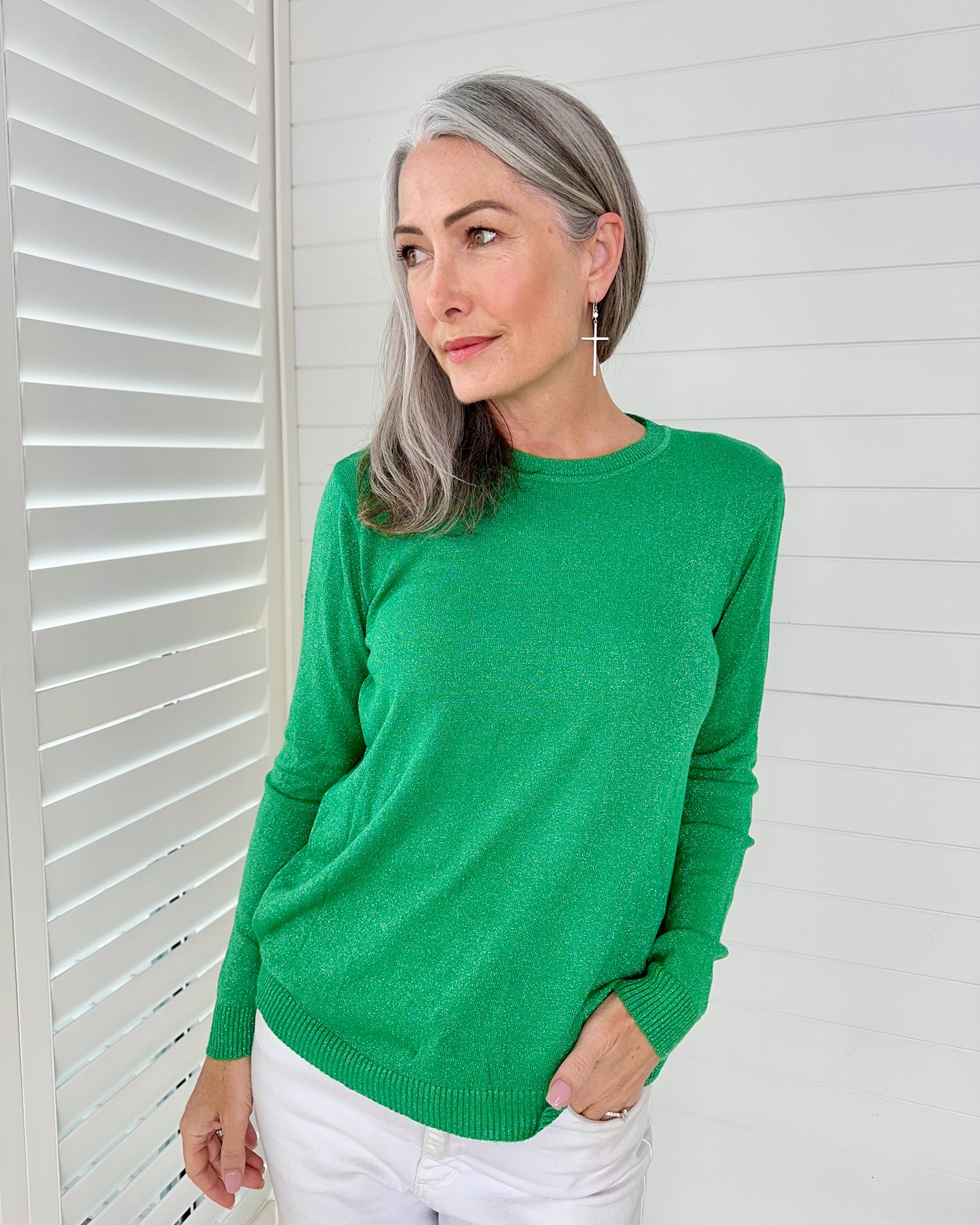 Lurex Long Sleeve - Emerald
