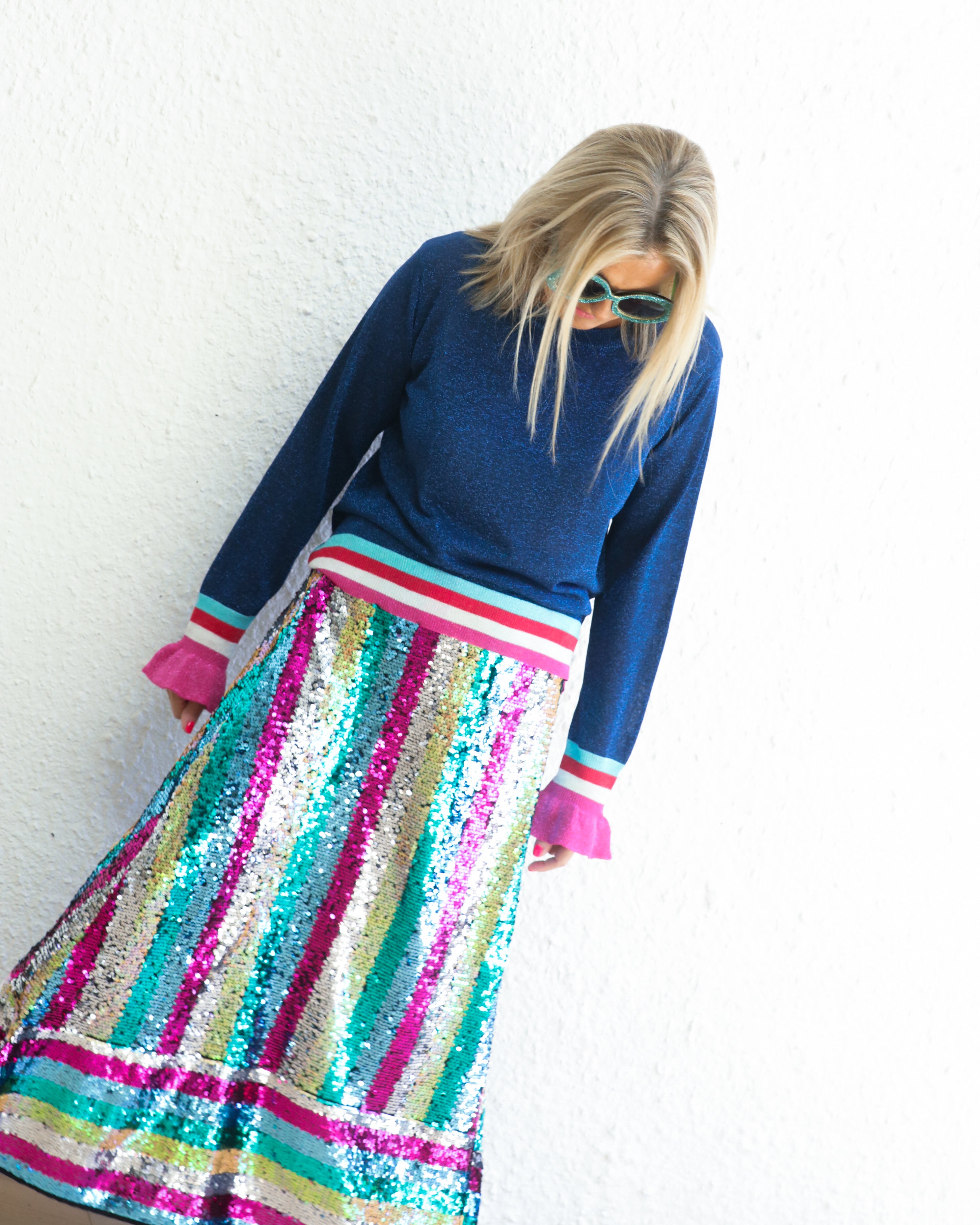Flora Long Sleeve Ruffle Sleeve Lurex
