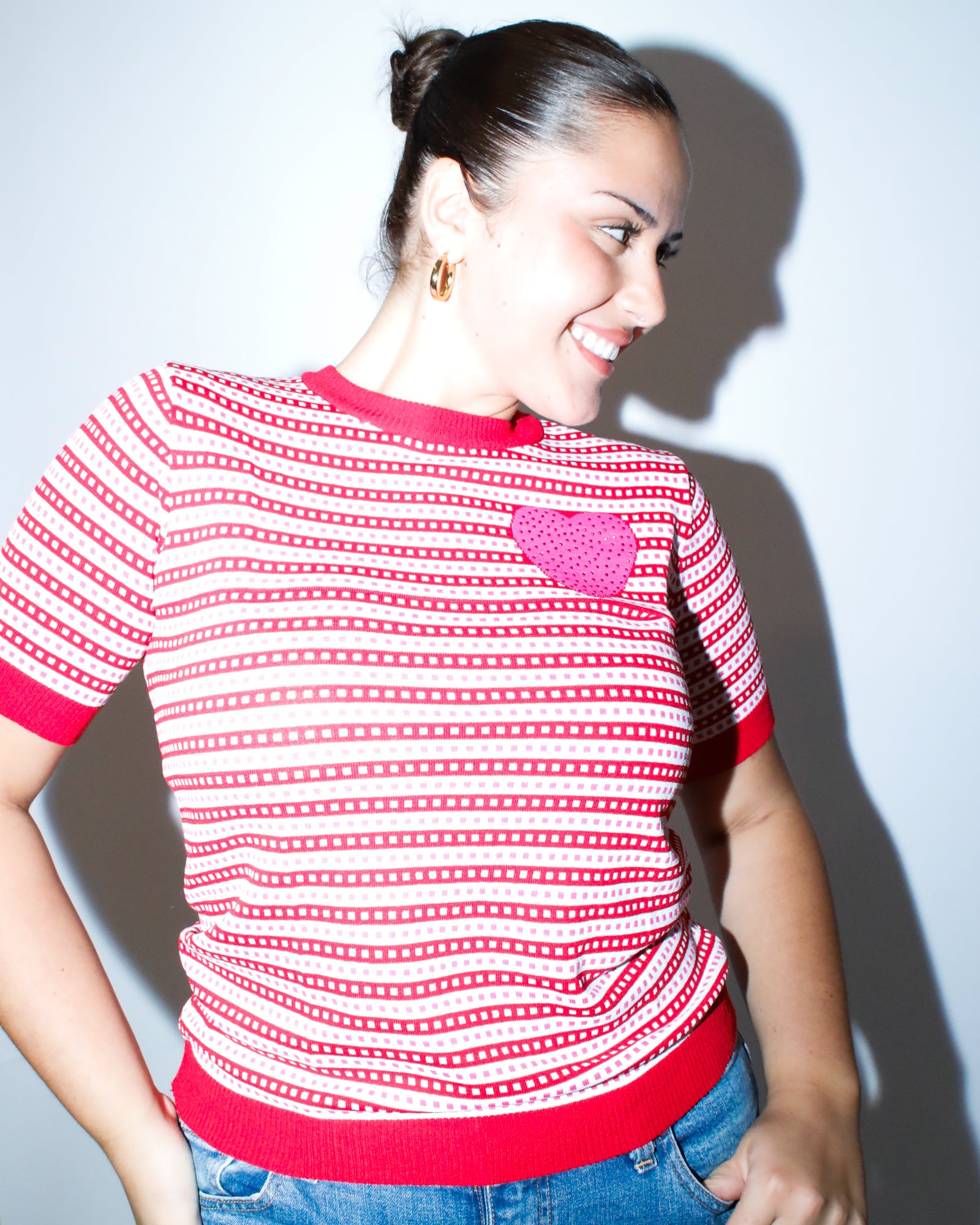 Sailor Stripe Top - Pink Heart I