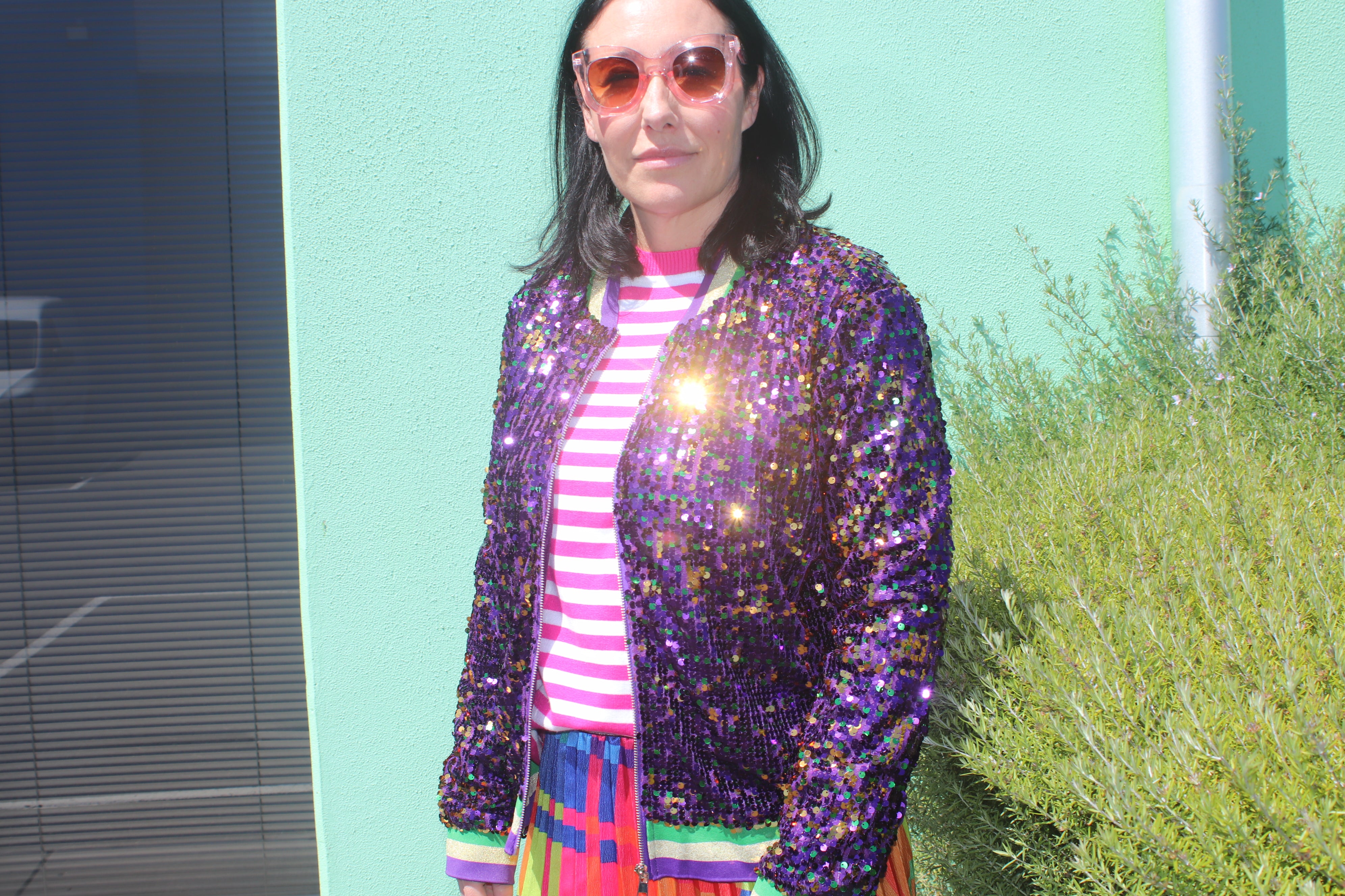 Sequin Bomber Jacket - Purple