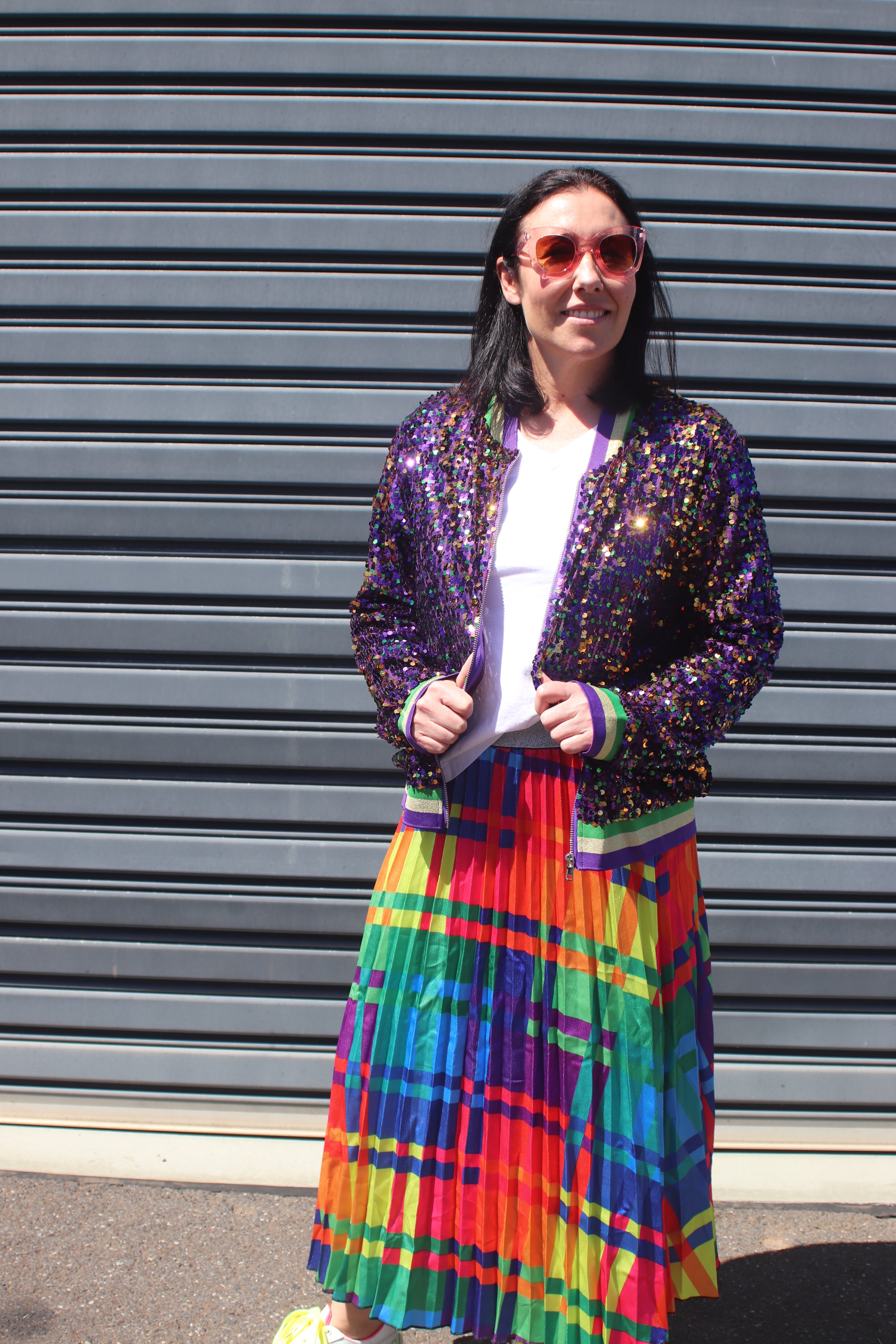 Sequin Bomber Jacket - Purple