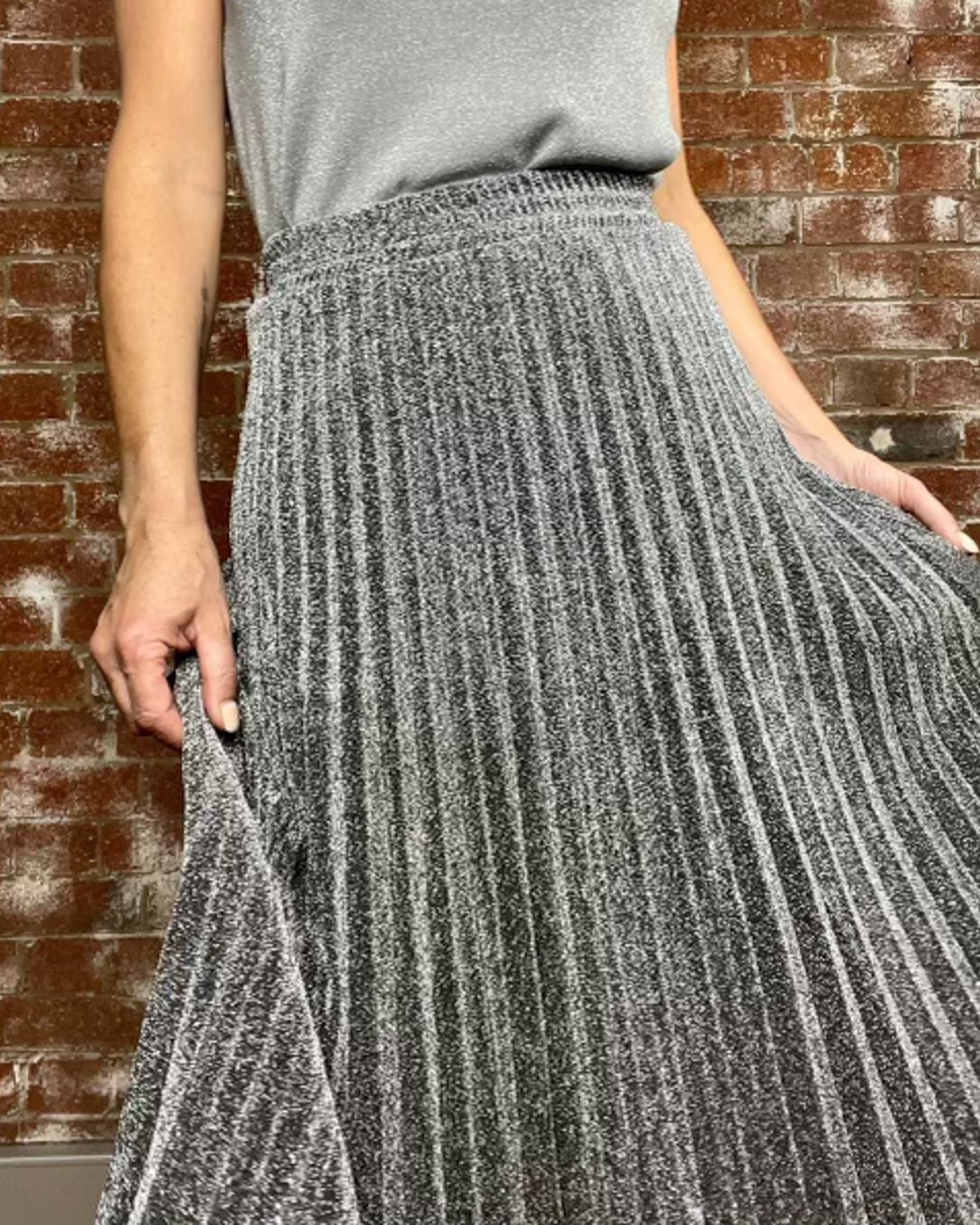 Elsie Shimmer Skirt - Silver