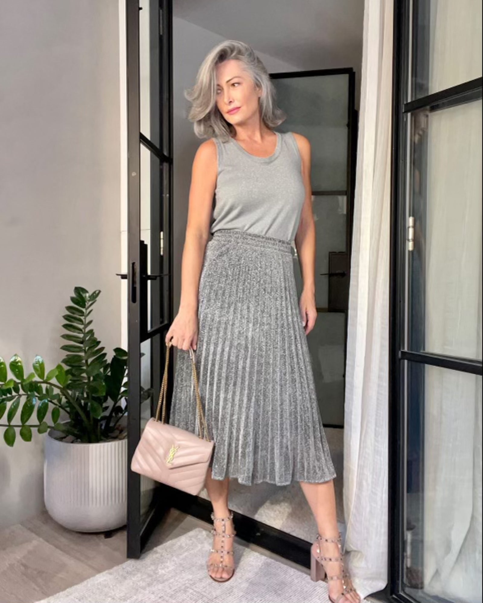 Elsie Shimmer Skirt - Silver