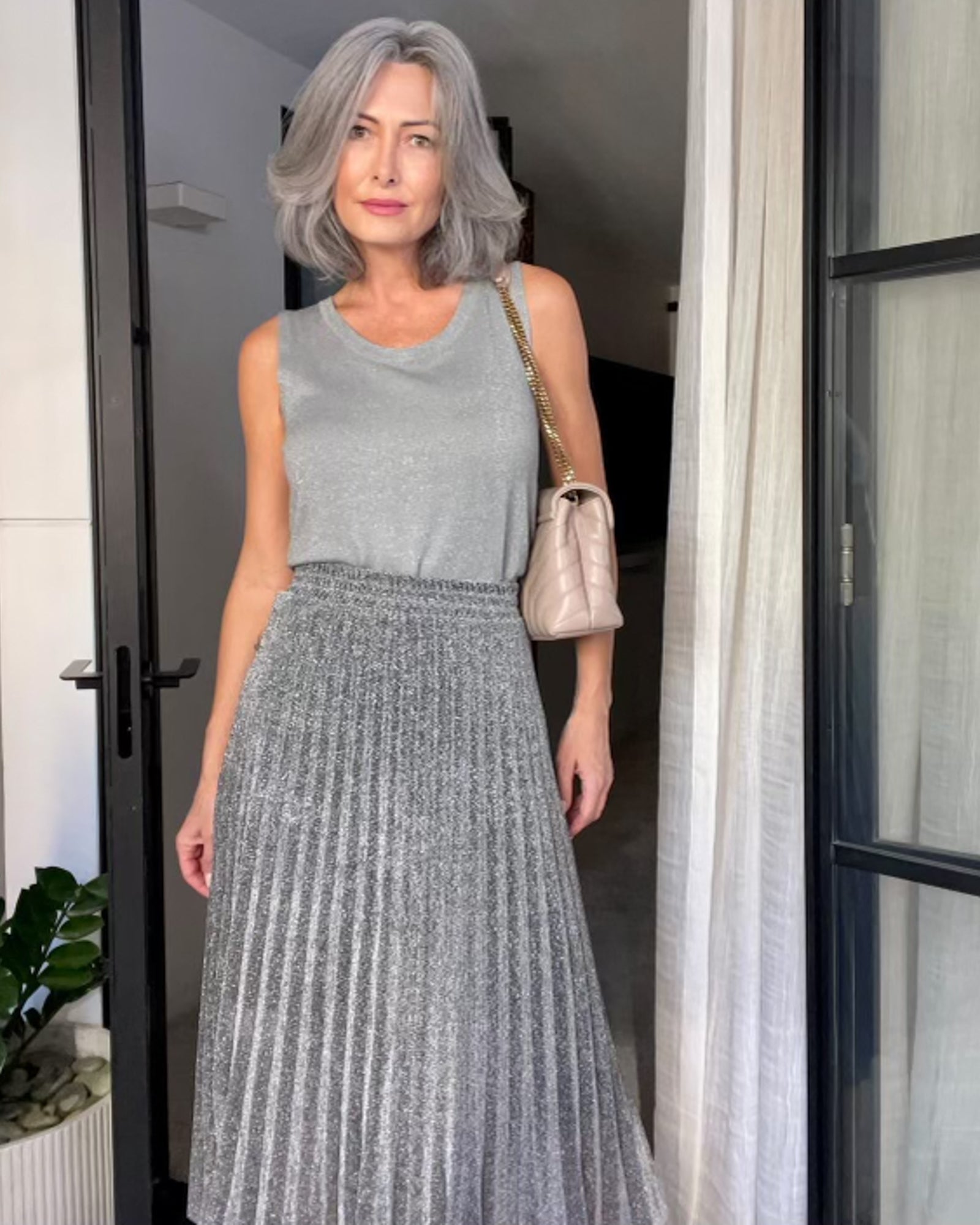 Elsie Shimmer Skirt - Silver