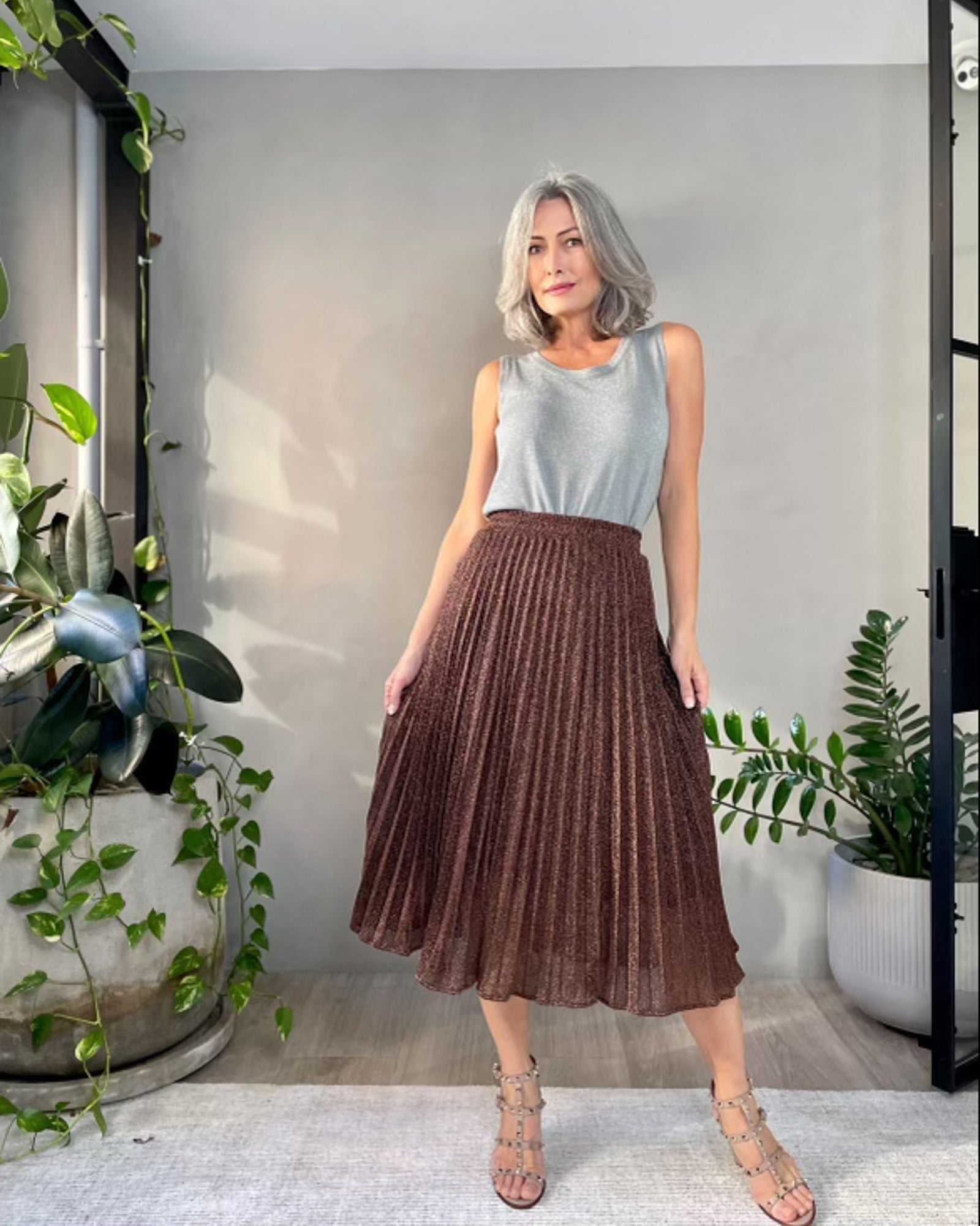 Elsie Shimmer Skirt - Copper