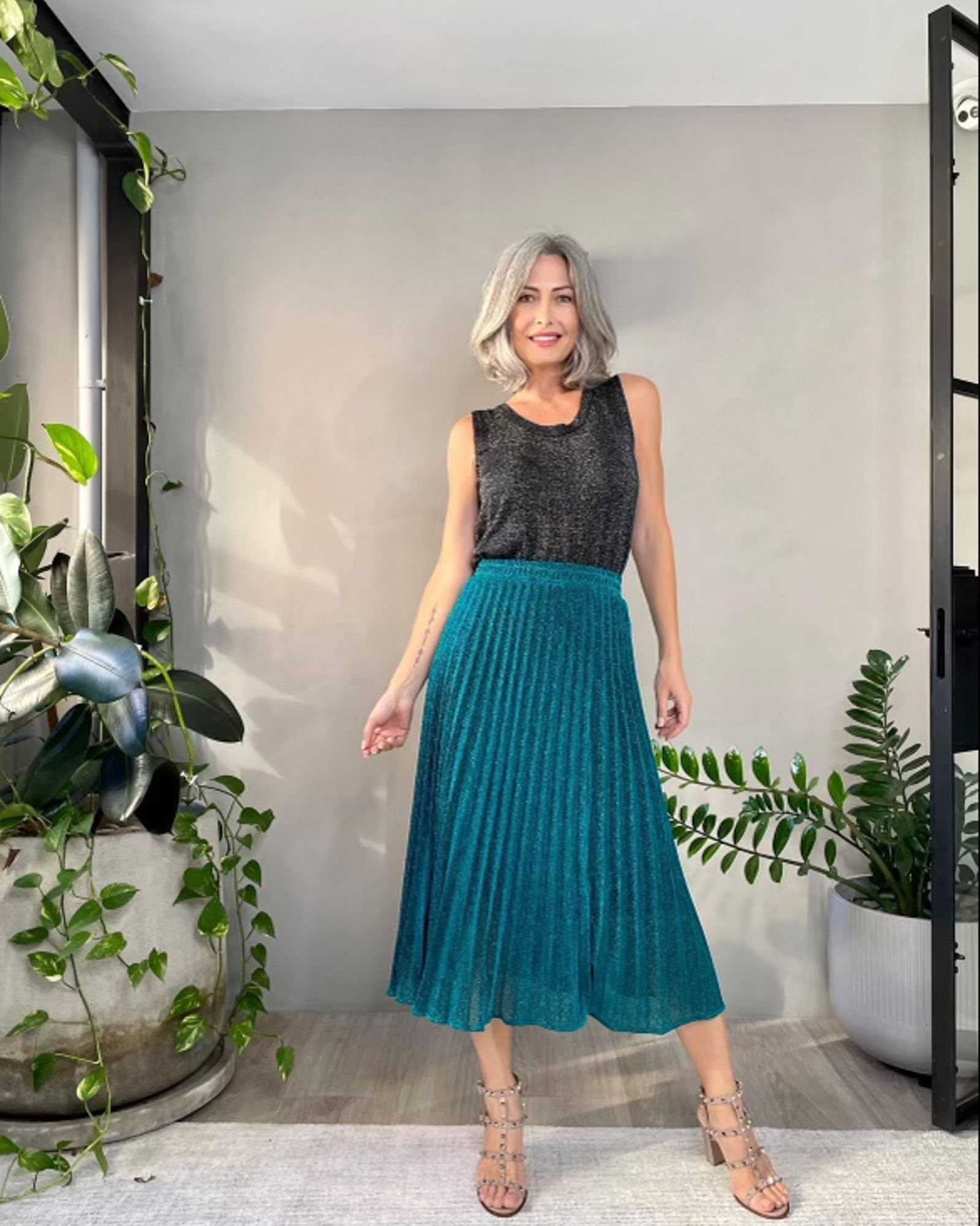 Elsie Shimmer Skirt - Emerald