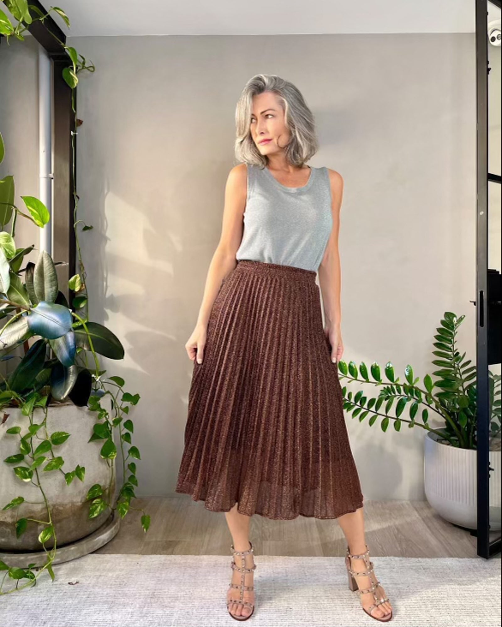 Elsie Shimmer Skirt - Copper