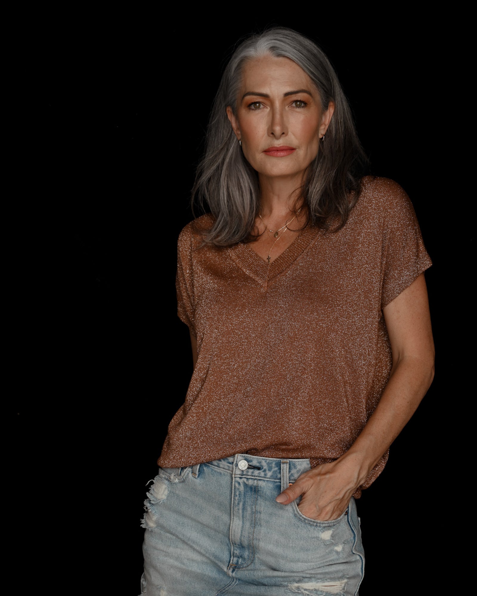 V-Neck Short Sleeve Lurex - Humphrey