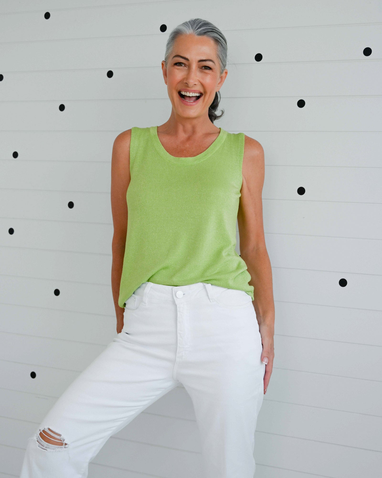 Lurex Singlet Top - Pastel Willow