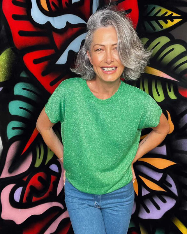 Short Sleeve Lurex - Emerald