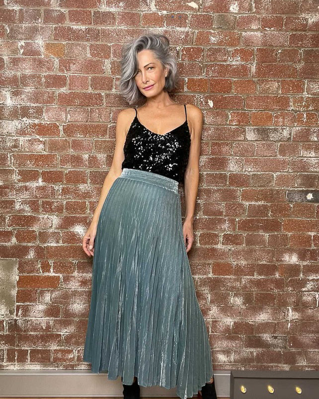 Polly Pleated Skirt - Forest Green