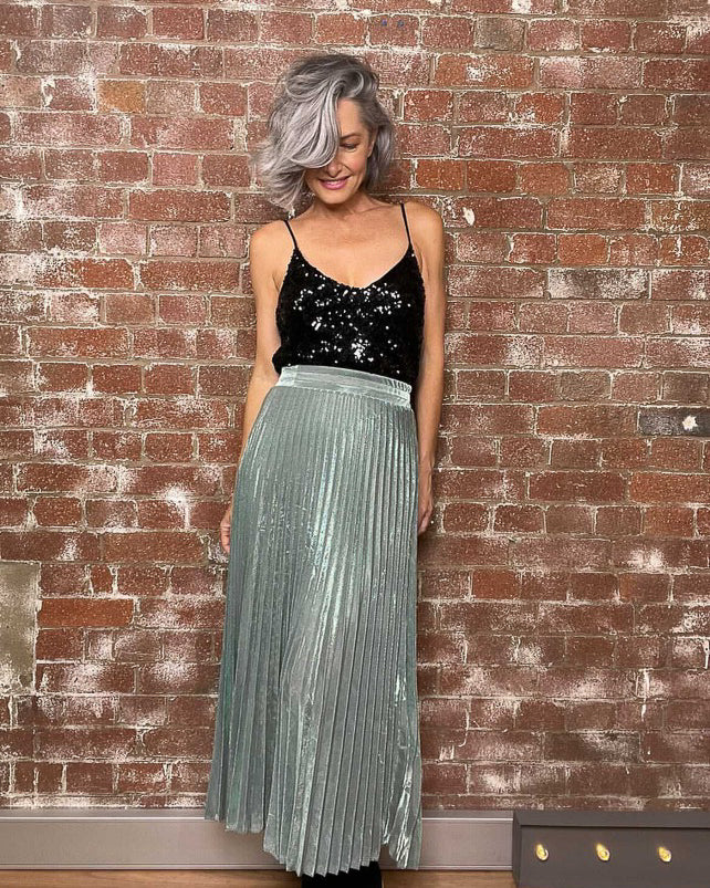 Polly Pleated Skirt - Sage