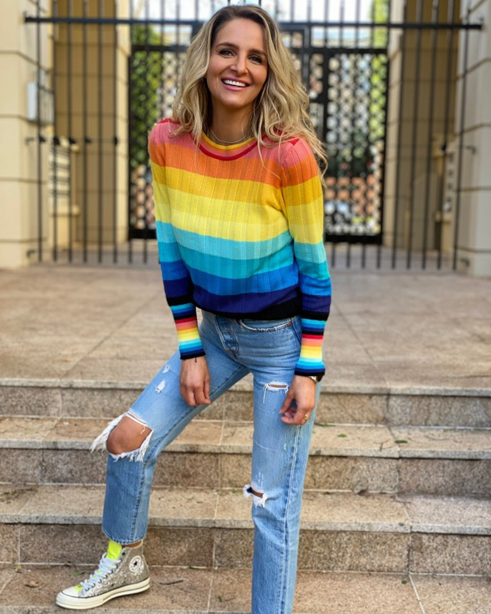 Rainbow Rib Long Sleeve Top