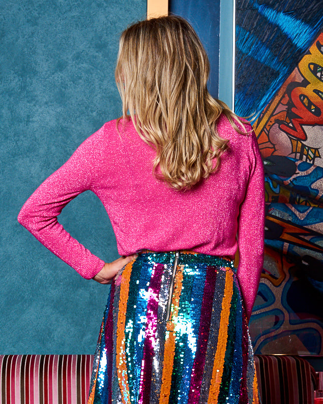 Lurex Long Sleeve - Hot Pink