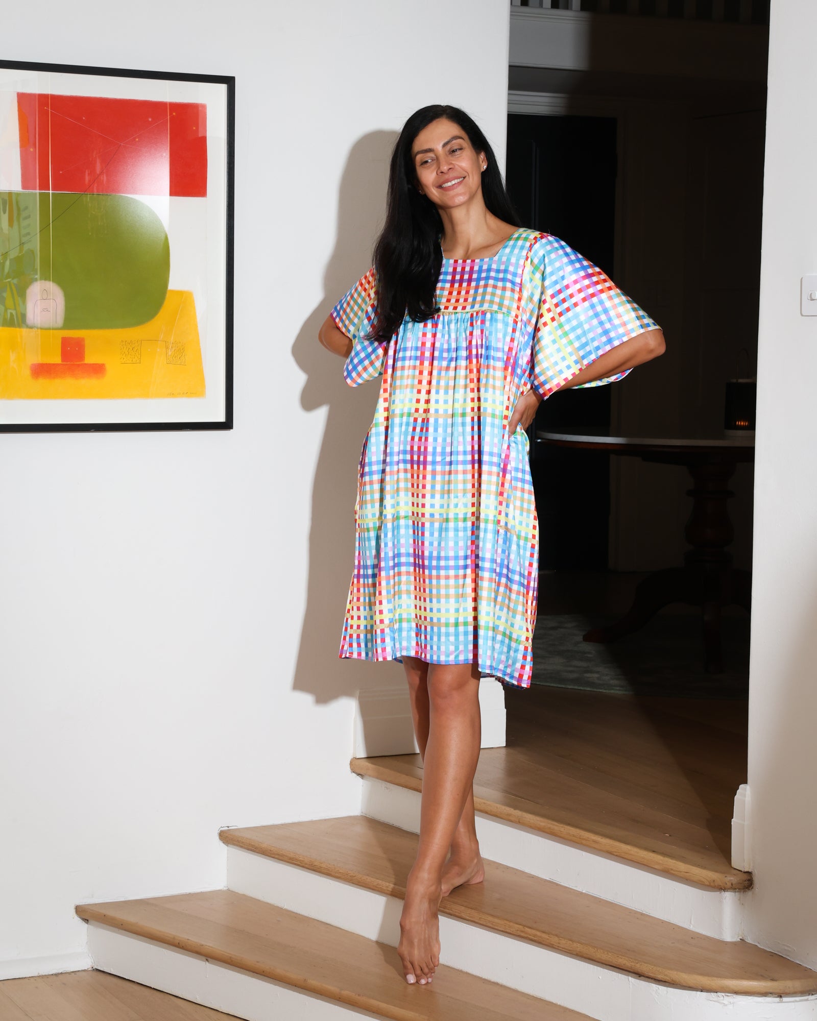 Odette Dress - Rainbow Check