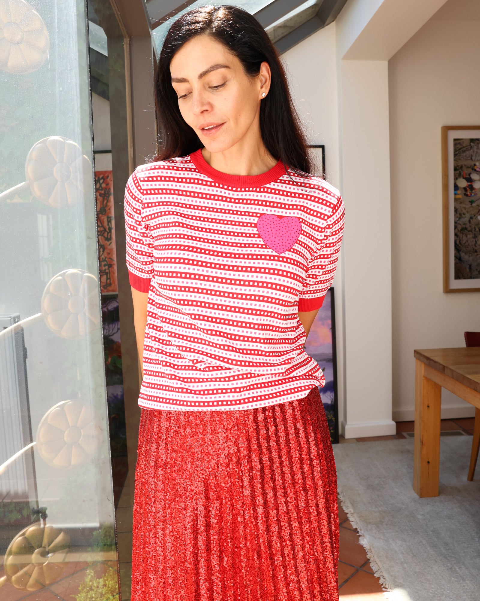 Sailor Stripe Top - Pink Heart I