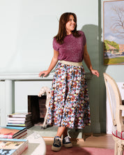 Flower Power Odette Silk Satin Skirt