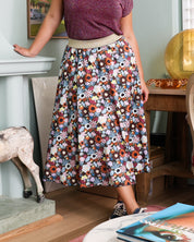 Flower Power Odette Silk Satin Skirt