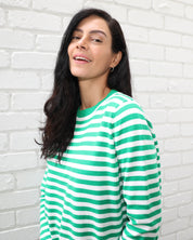 Lucky Stripe Knit Jumper - Green and White