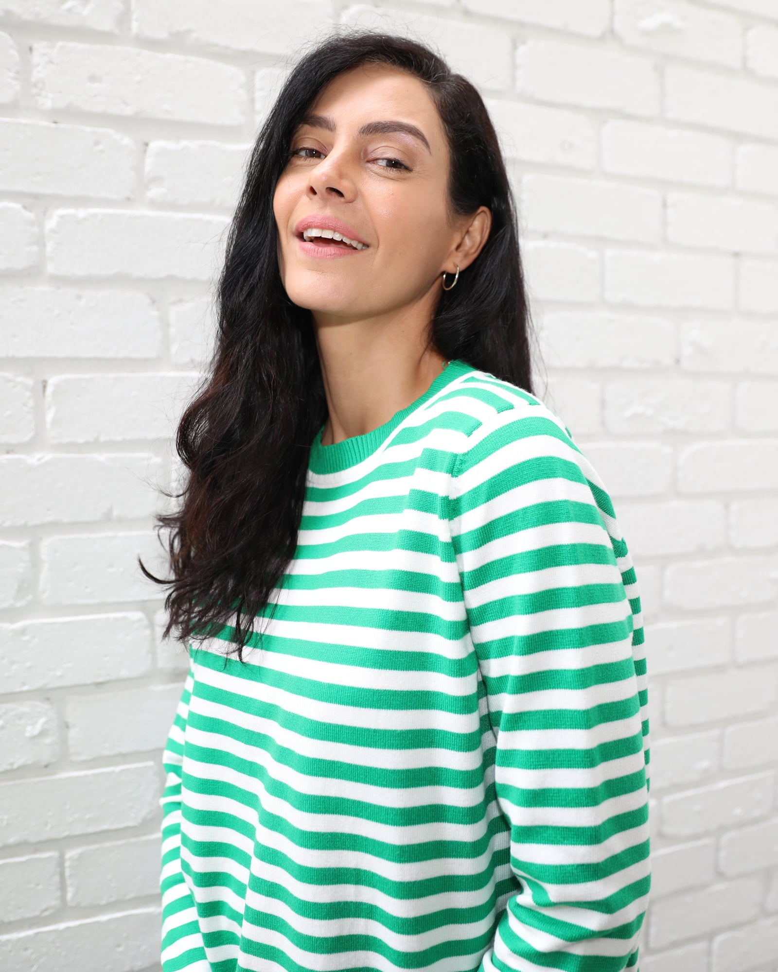 Lucky Stripe Knit Jumper - Green and White