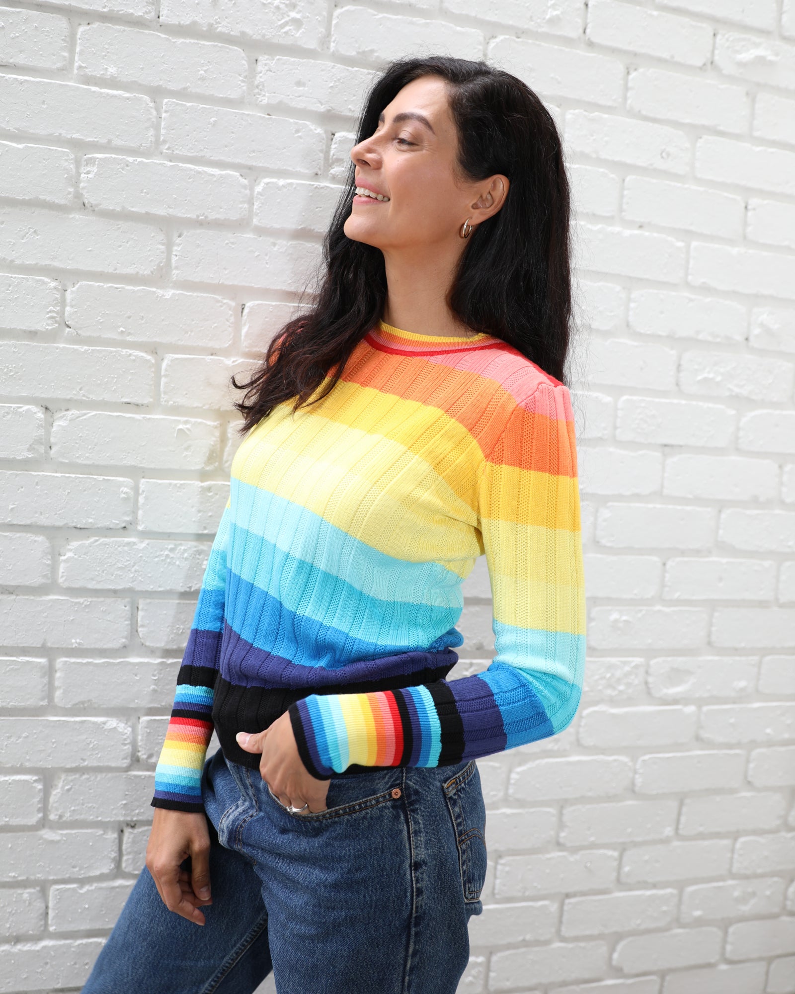 Rainbow Rib Long Sleeve Top