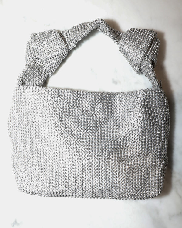 Mini Disco Diamanté Bag - Silver