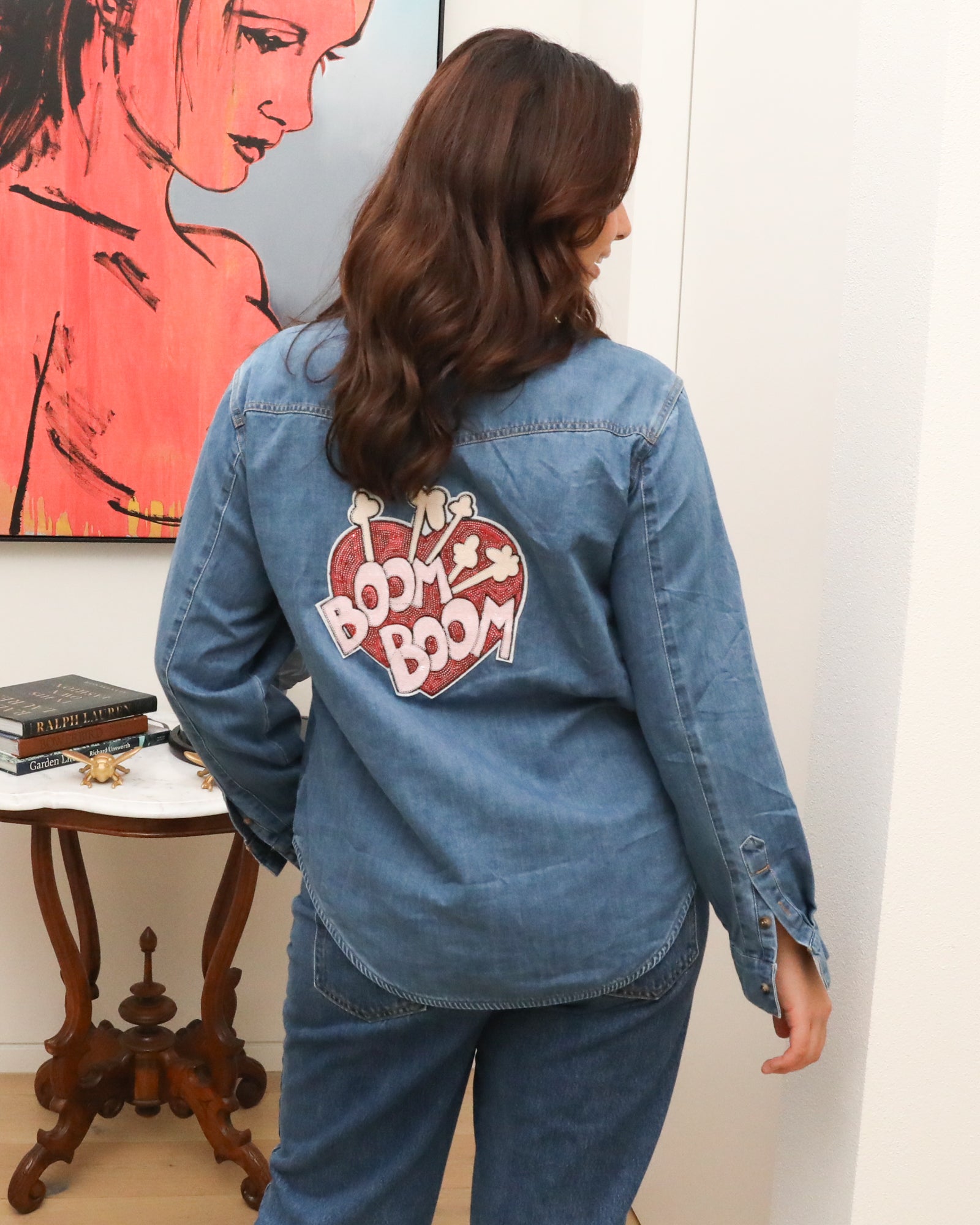 Essential Denim Shirt - Boom Boom Sequin Heart