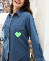 Essential Denim Shirt - Green Heart