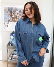 Essential Denim Shirt - Green Heart