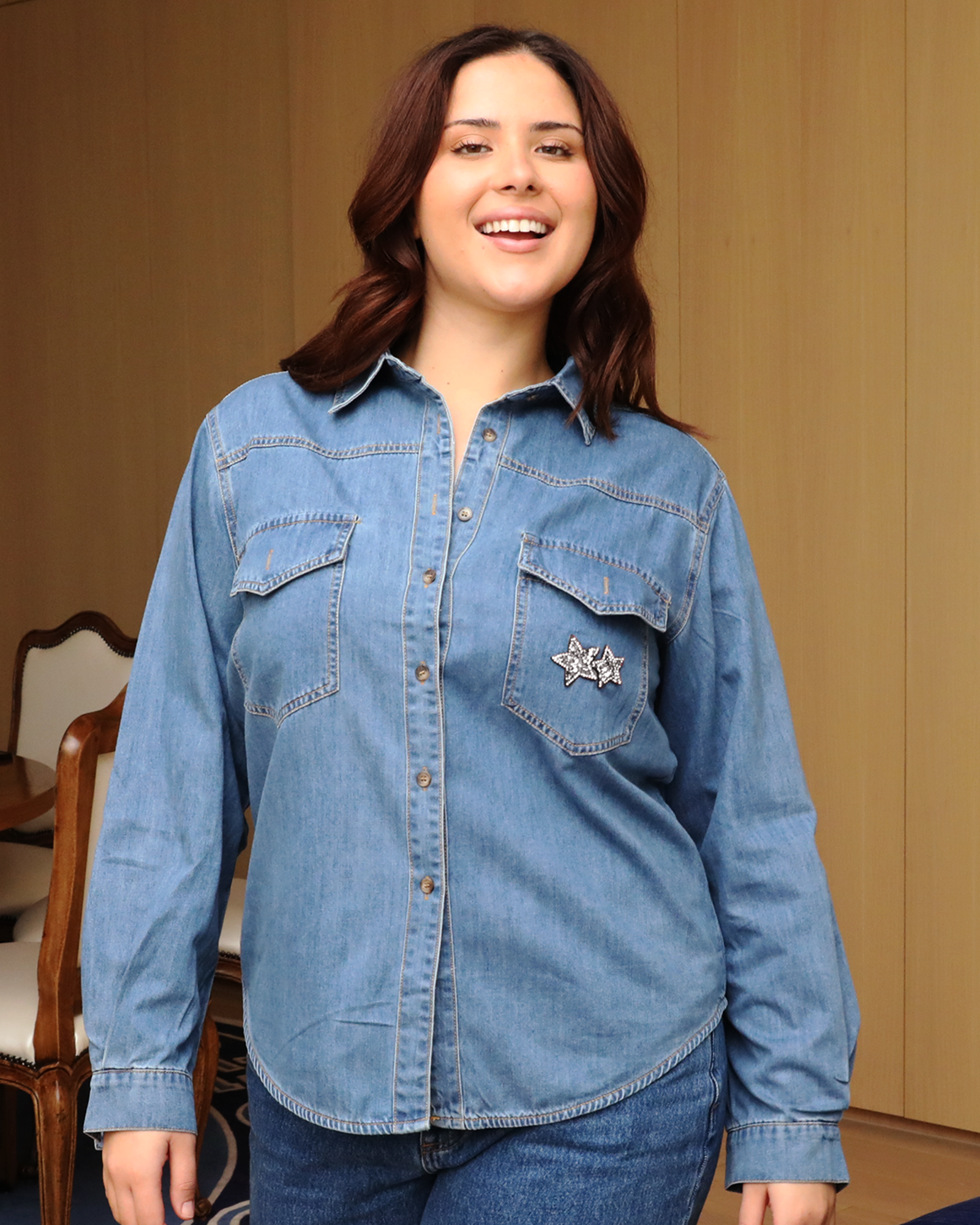 Essential Denim Shirt - Silver Stars