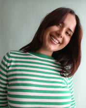 Lucky Stripe Knit Jumper - Green and White