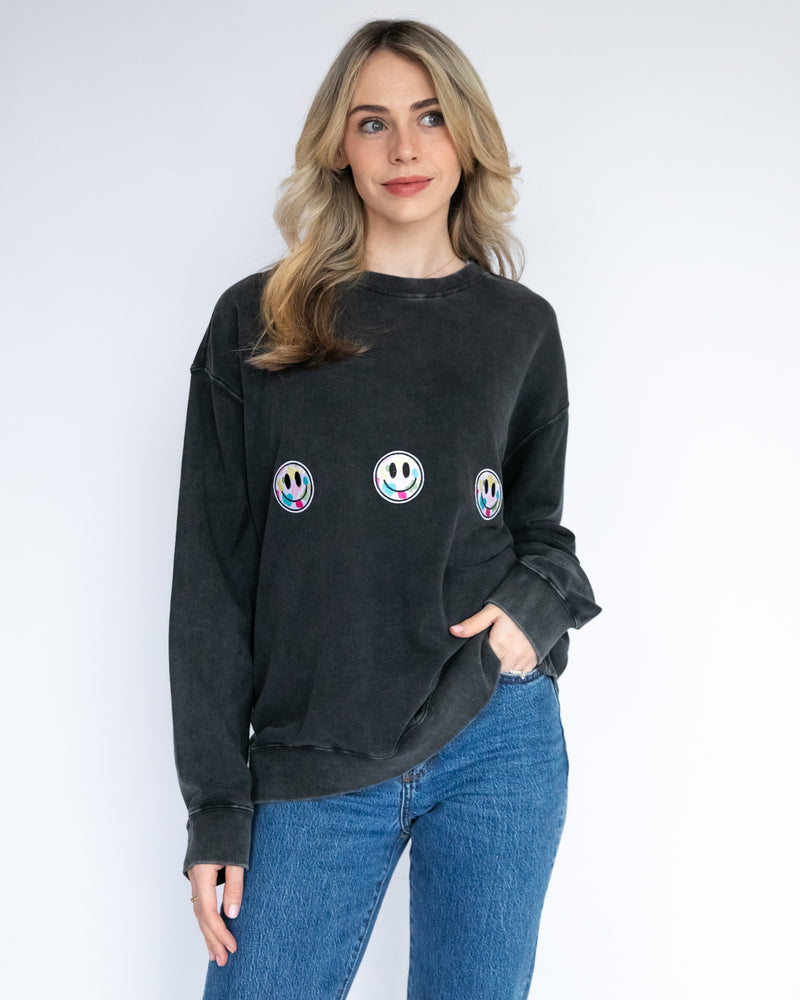 Acid Crew Sweat Jumper - Camo Smileys