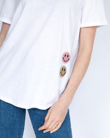 White V Neck T-Shirt - Sparkly Smile