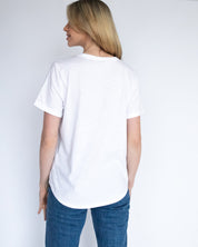 White V Neck T-Shirt - Hello