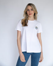 White Crew T-Shirt - Camo Smiley