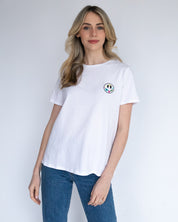 White Crew T-Shirt - Camo Smiley