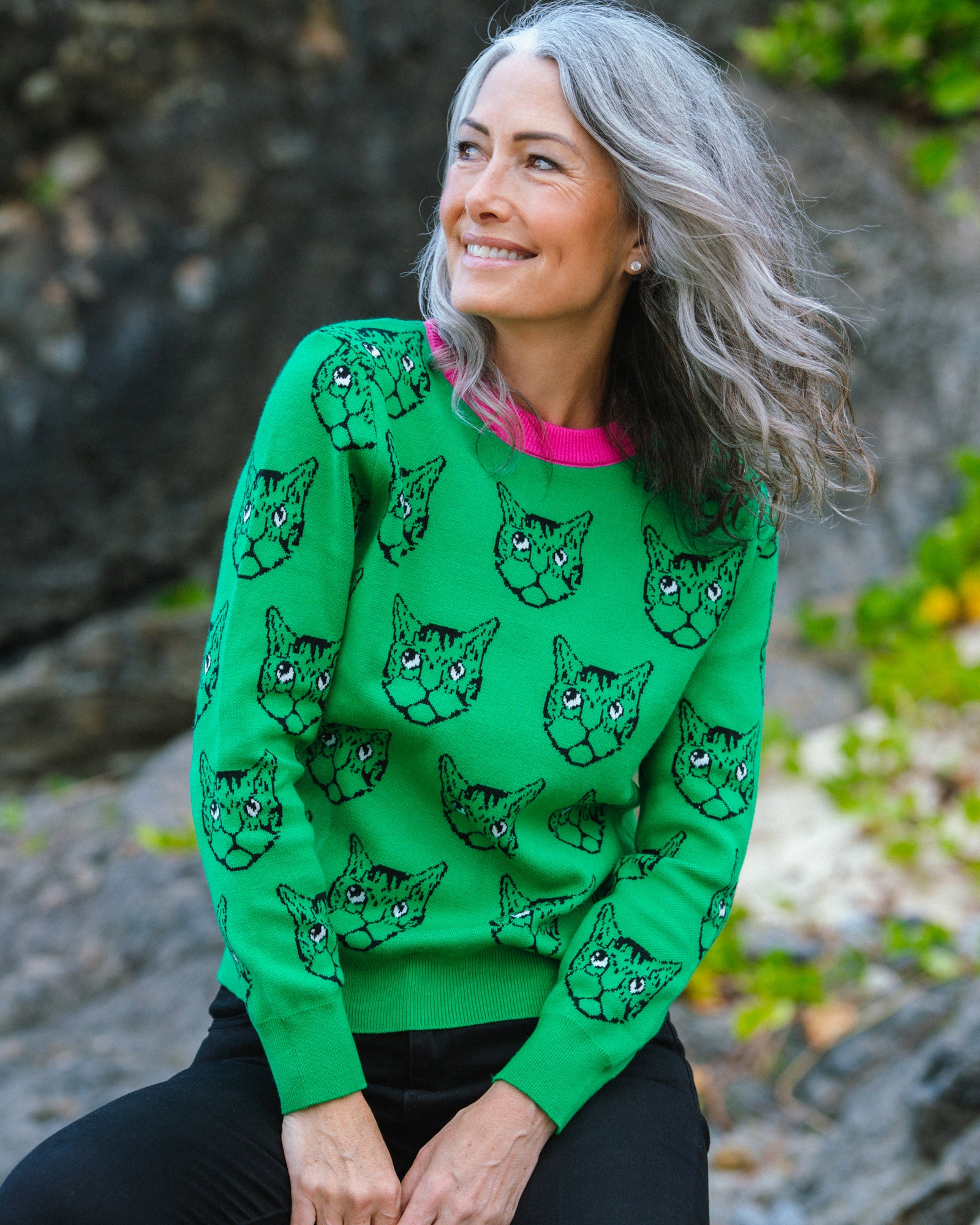 Kitty Kat Knit Jumper - Green
