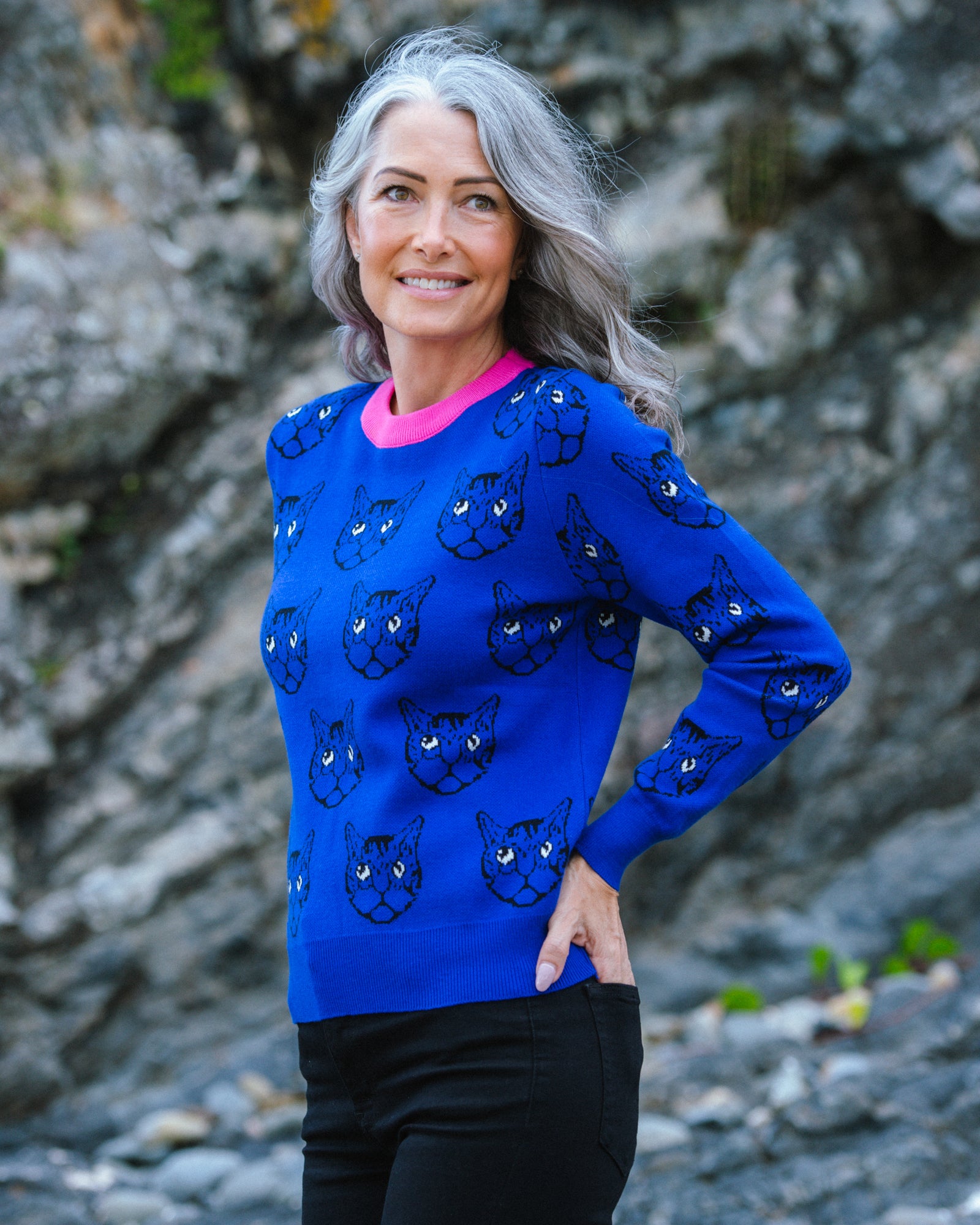 Kitty Kat Knit Jumper - Blue