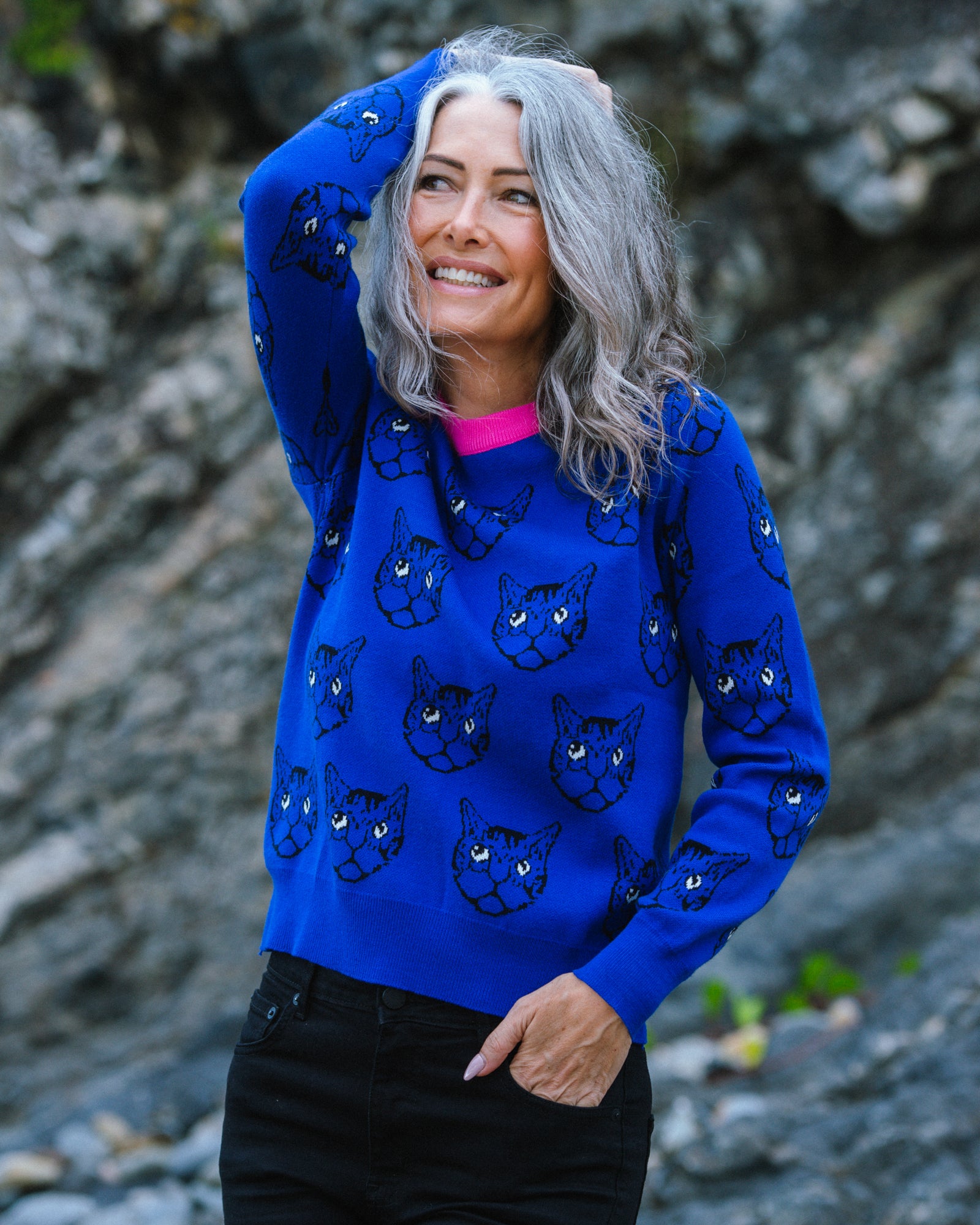 Kitty Kat Knit Jumper - Blue