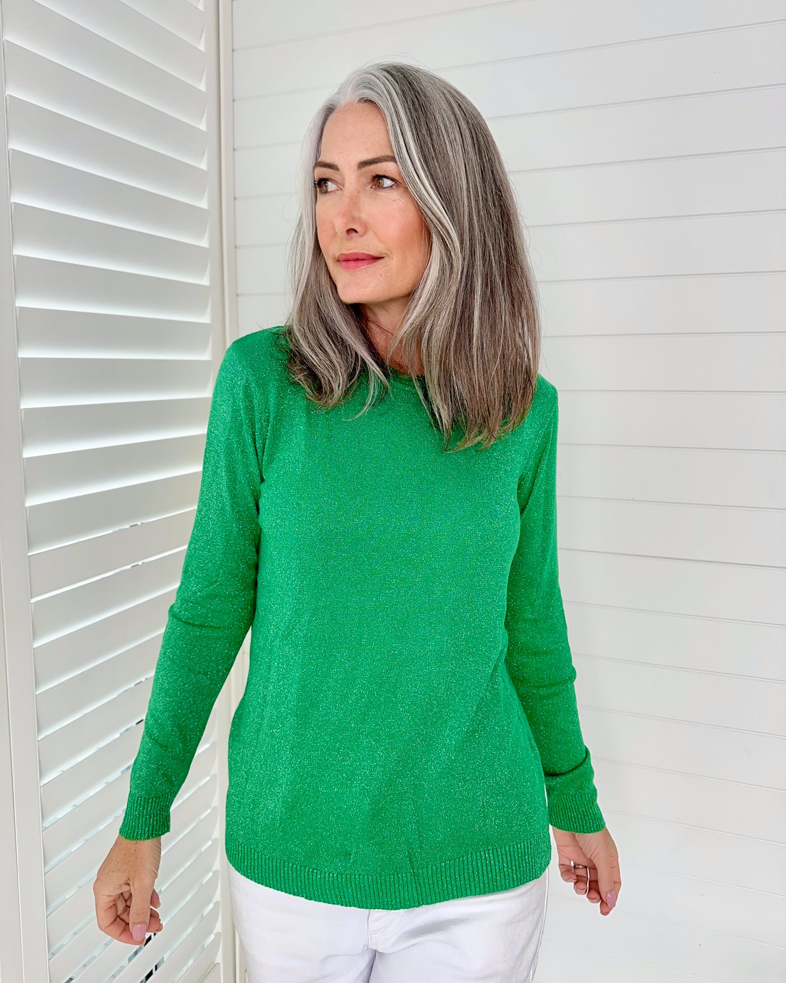 Lurex Long Sleeve -  Emerald