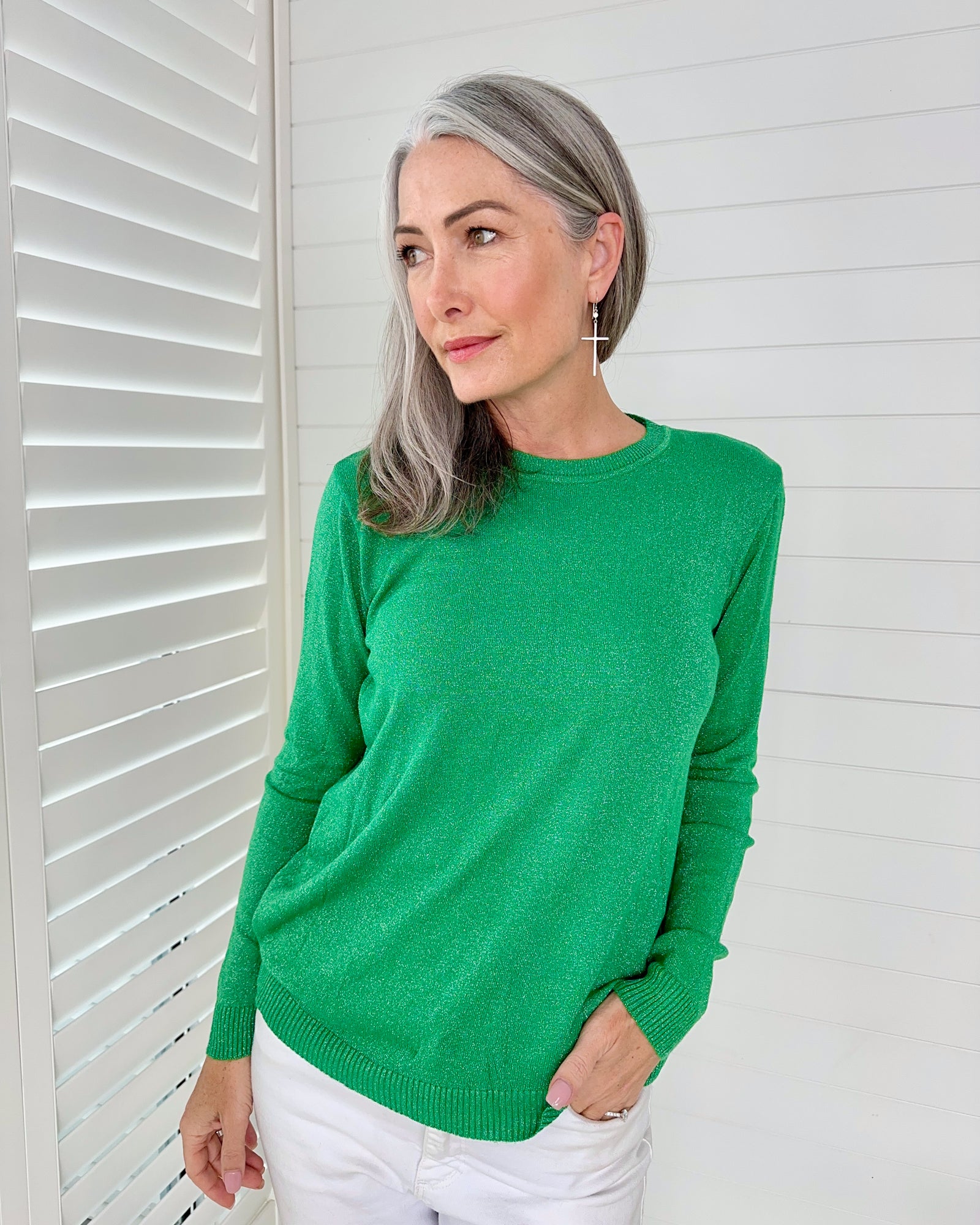 Lurex Long Sleeve -  Emerald