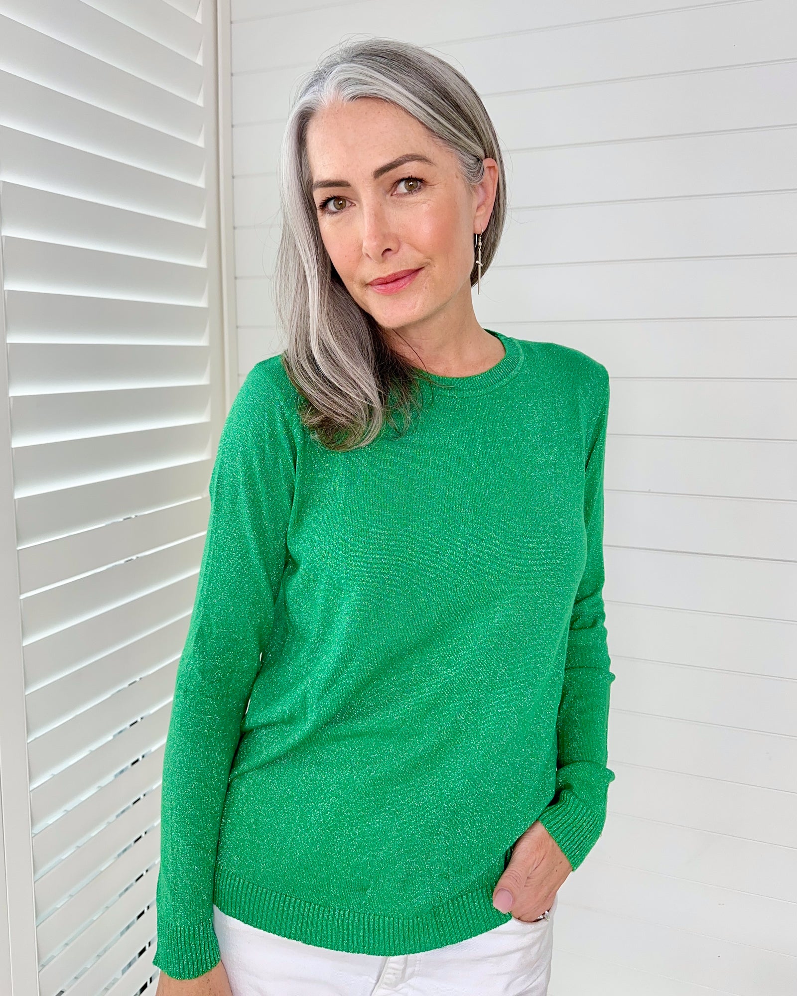 Lurex Long Sleeve -  Emerald