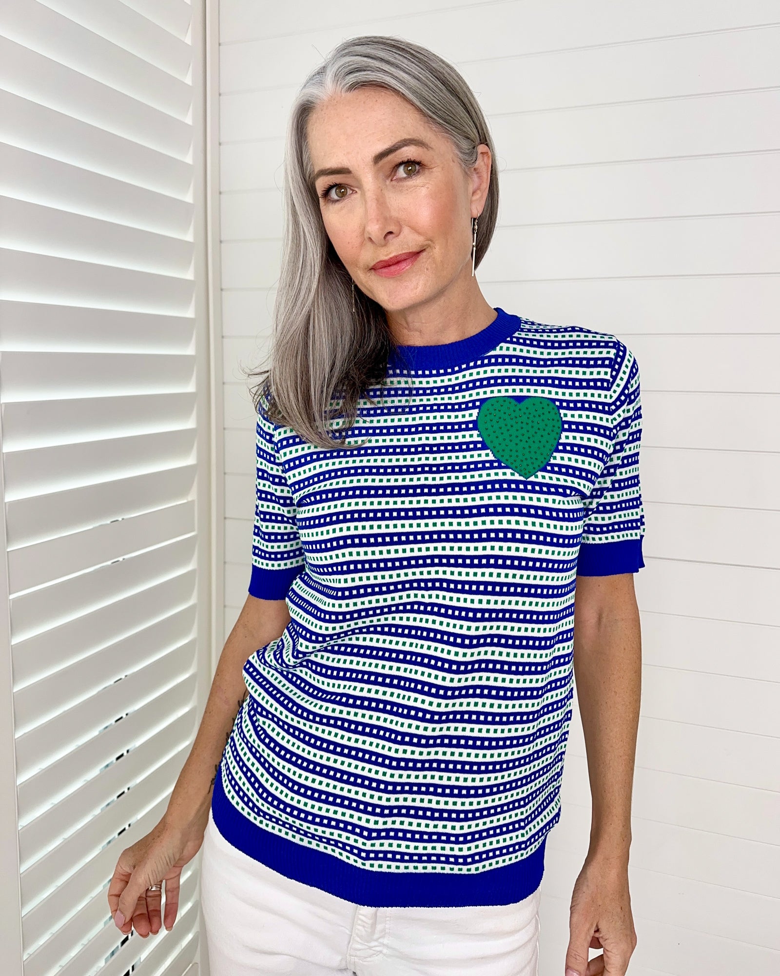 Sailor Stripe Top - Green Heart