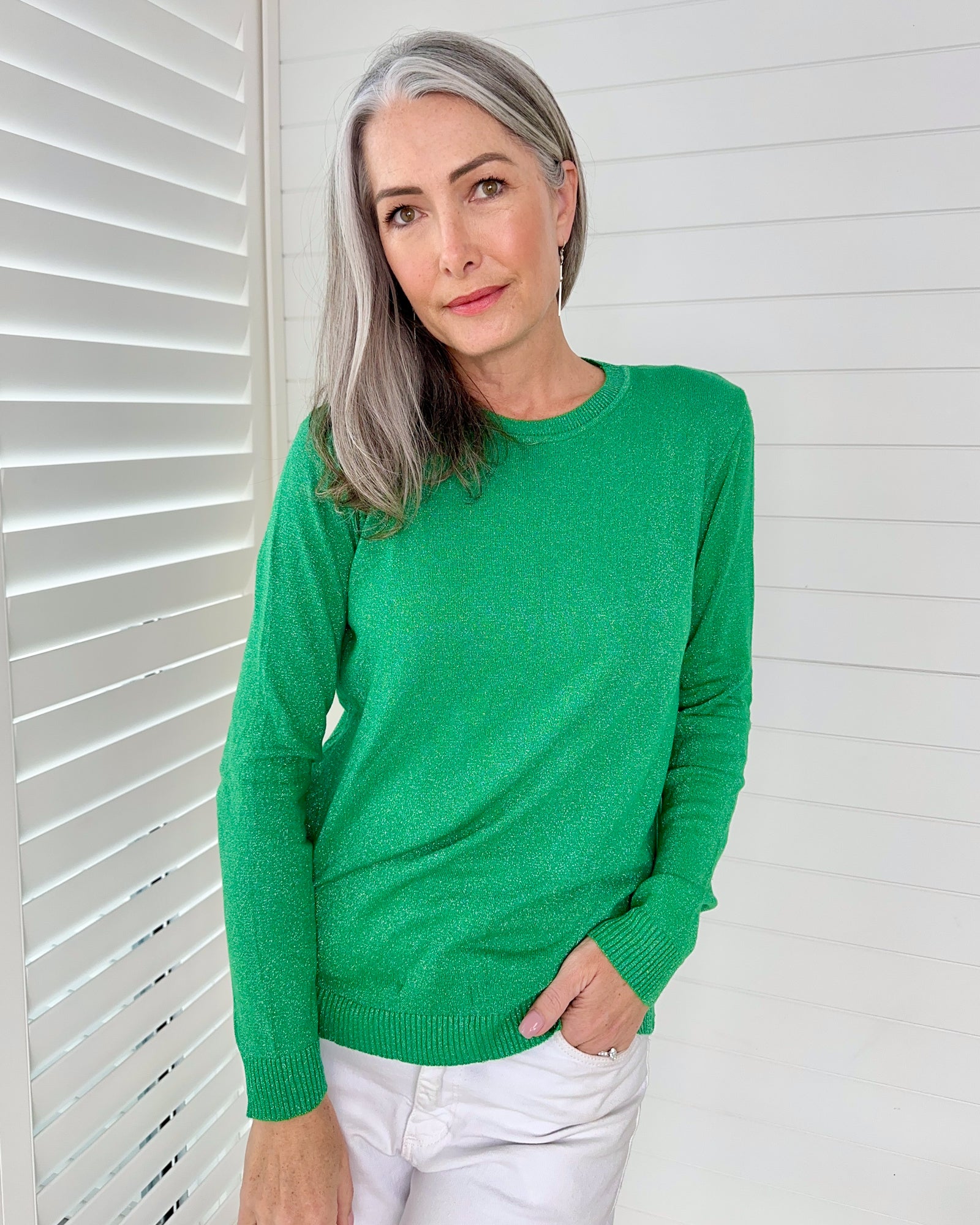 Lurex Long Sleeve -  Emerald