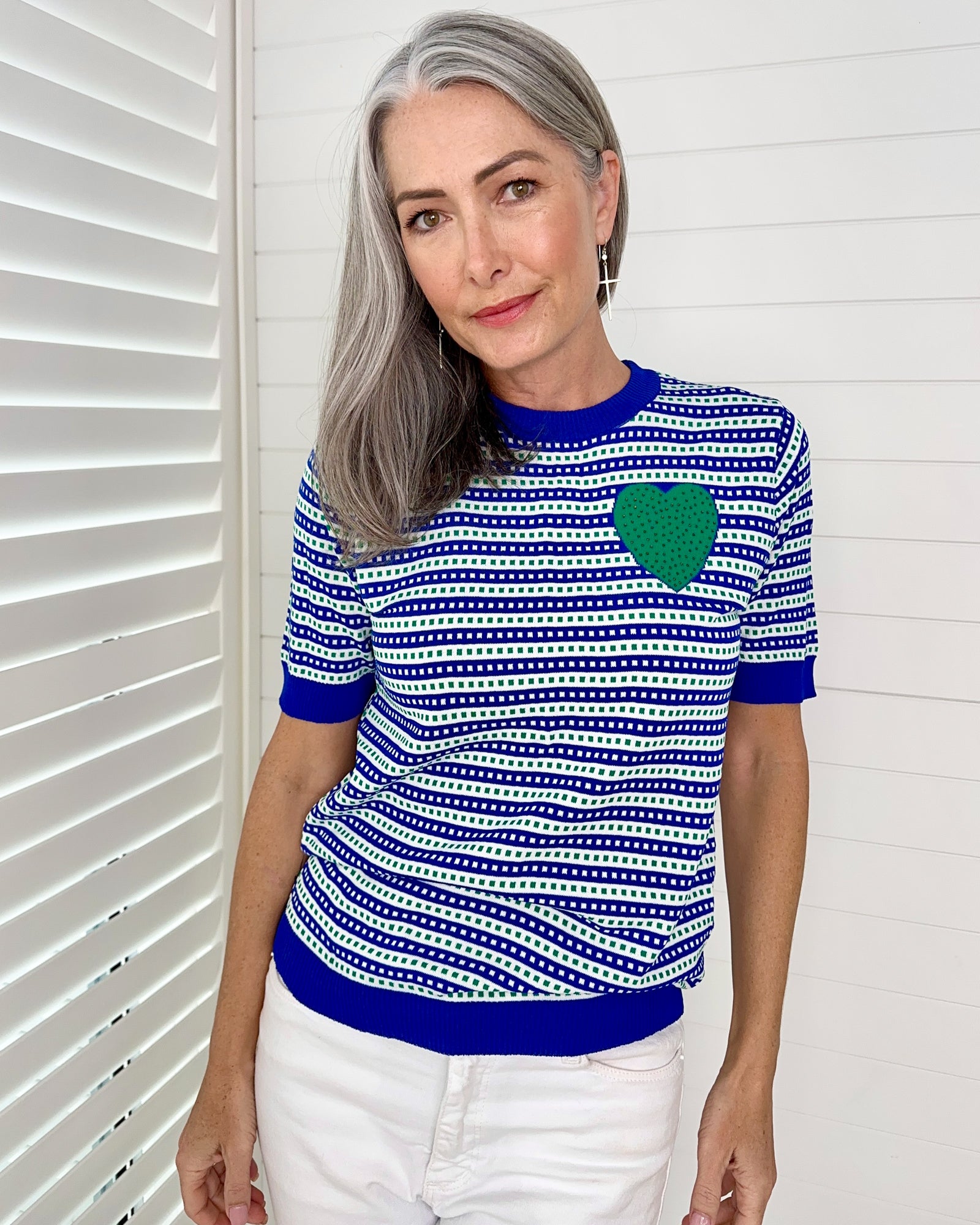 Sailor Stripe Top - Green Heart